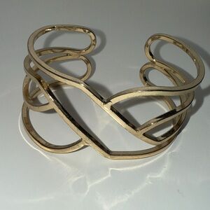Small semi flexible GoldTone Women's Cuff geometric open statement cuff bracelet